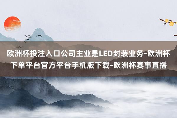 欧洲杯投注入口公司主业是LED封装业务-欧洲杯下单平台官方平