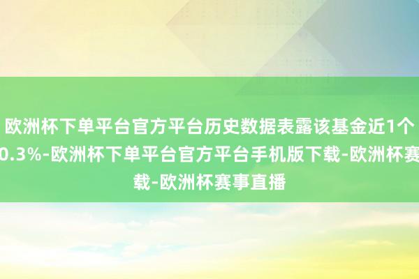 欧洲杯下单平台官方平台历史数据表露该基金近1个月下降0.3%-欧洲杯下单平台官方平台手机版下载-欧洲杯赛事直播