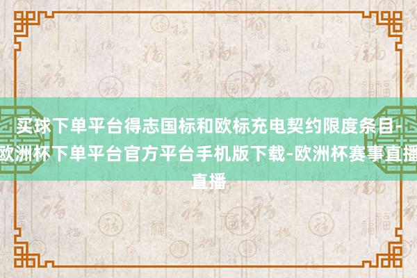 买球下单平台得志国标和欧标充电契约限度条目-欧洲杯下单平台官