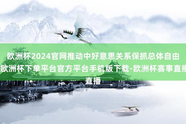 欧洲杯2024官网推动中好意思关系保抓总体自由-欧洲杯下单平