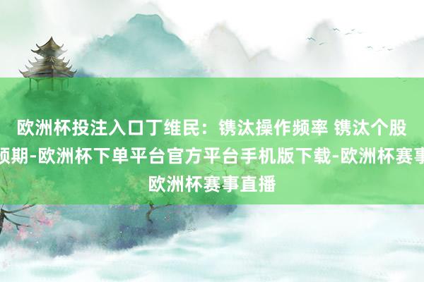 欧洲杯投注入口丁维民：镌汰操作频率 镌汰个股盈利预期-欧洲杯