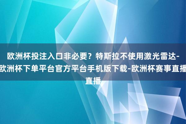 欧洲杯投注入口非必要？特斯拉不使用激光雷达-欧洲杯下单平台官