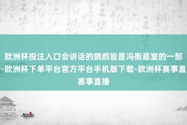 欧洲杯投注入口会讲话的鹦鹉皆是冯衡墓室的一部分-欧洲杯下单平台官方平台手机版下载-欧洲杯赛事直播